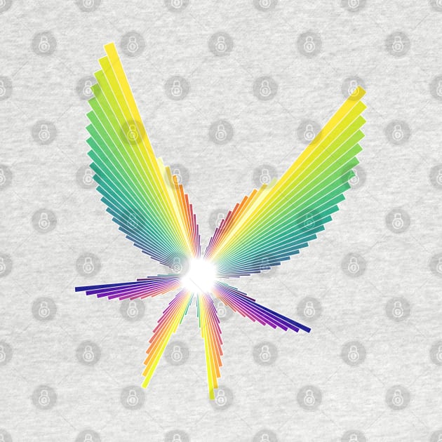 Rainbow Angel Seraphim | Flying Six Wing Bar Chart White by aRtVerse